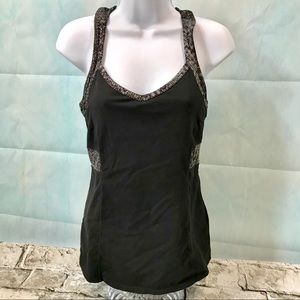 Athleta Tank Black W Gray Accents Detail Back Sz S